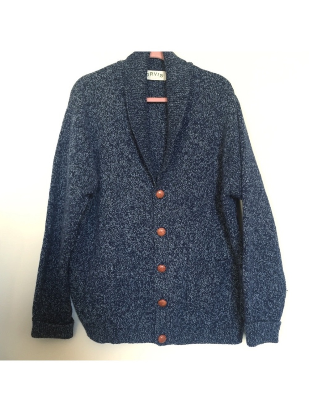 Orvis Wool Grandpa Cardigan wool Size XL blue‎